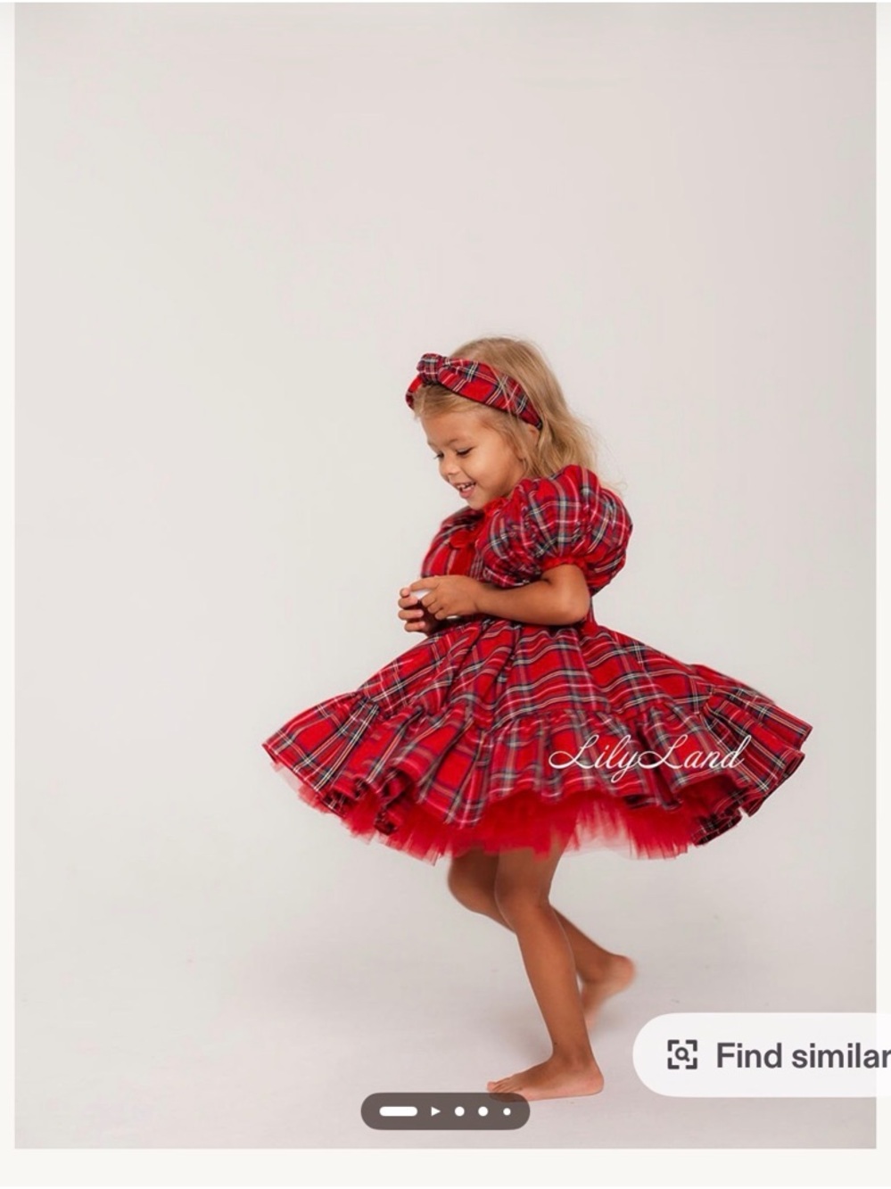 Red Plaid tartan Tulle Dress for Girls